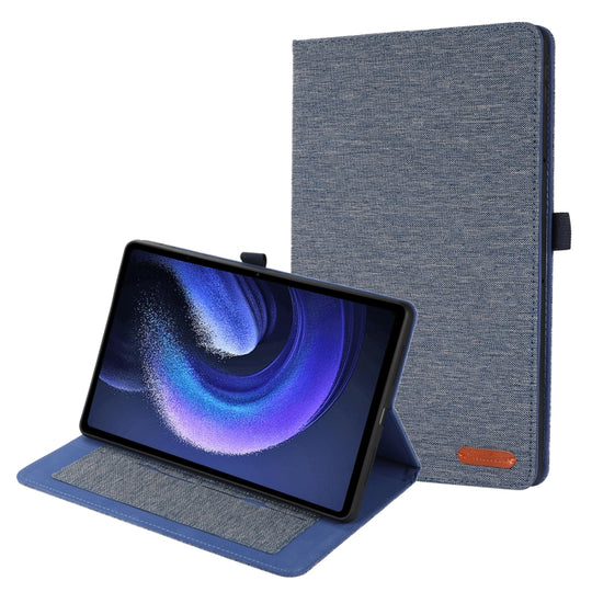 Pour Xiaomi Pad 6 / Pad 6 Pro Étui pour tablette en cuir et tissu (bleu)