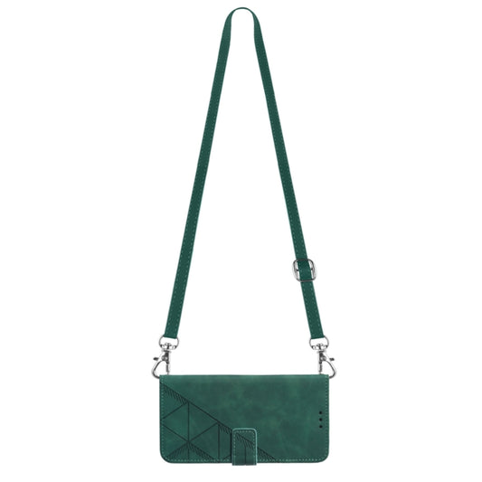 For OnePlus Ace 2 5G / 11R 5G Crossbody 3D Embossed Flip Leather Phone Case(Dark Green) - OnePlus Cases by buy2fix | Online Shopping UK | buy2fix