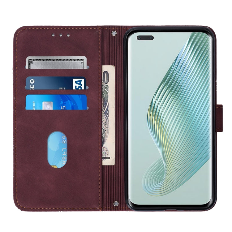 For Honor Magic5 Pro Crossbody 3D Embossed Flip Leather Phone Case(Wine Red) by buy2fix