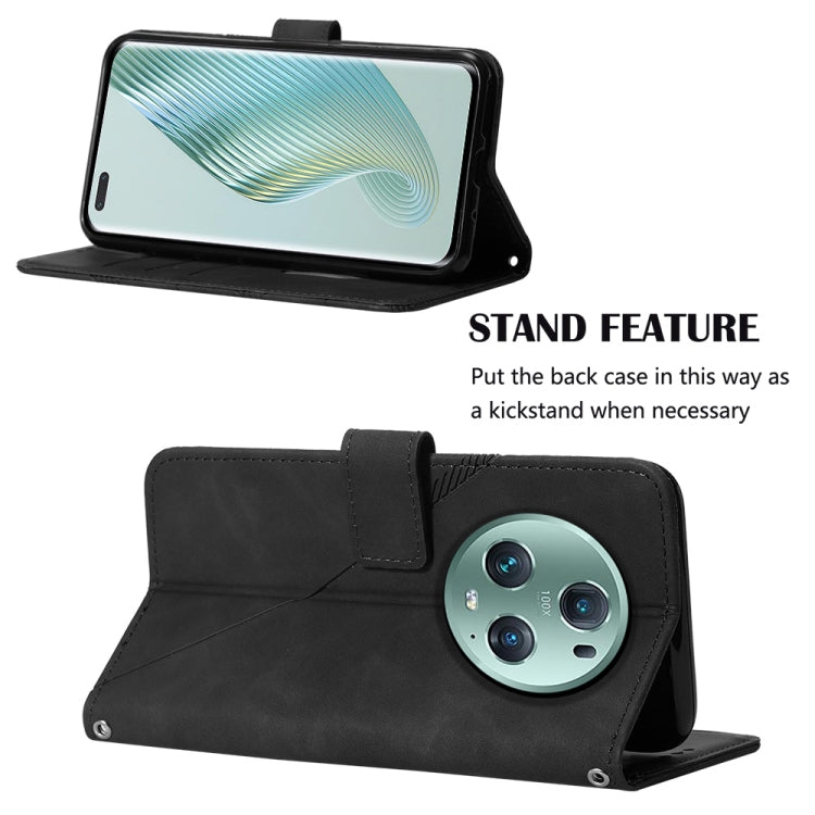 For Honor Magic5 Pro Crossbody 3D Embossed Flip Leather Phone Case(Black) - Honor Cases by buy2fix | Online Shopping UK | buy2fix