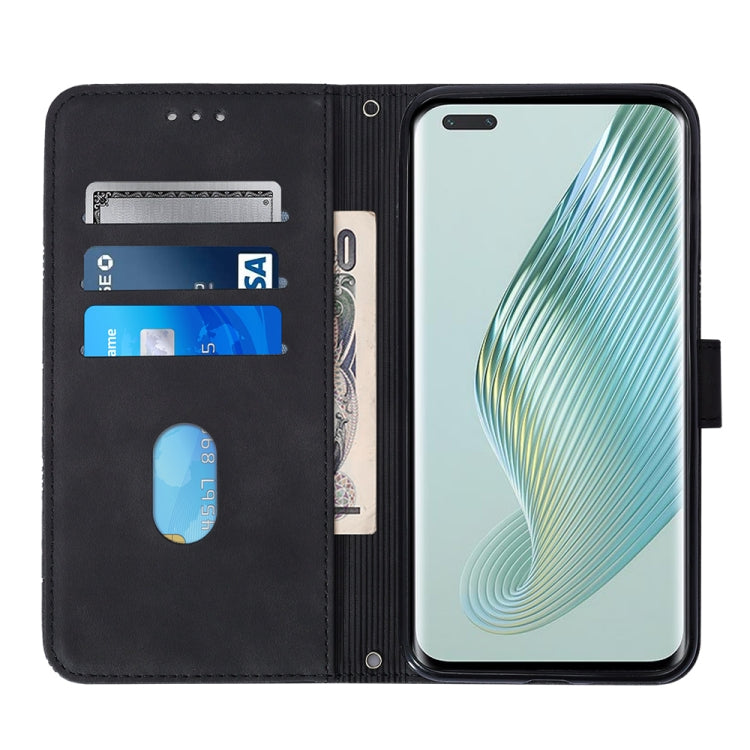 For Honor Magic5 Pro Crossbody 3D Embossed Flip Leather Phone Case(Black) - Honor Cases by buy2fix | Online Shopping UK | buy2fix