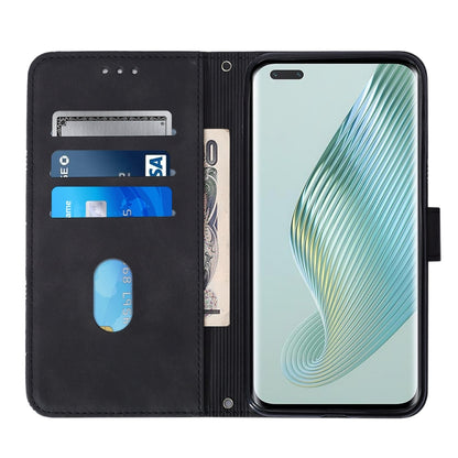 For Honor Magic5 Pro Crossbody 3D Embossed Flip Leather Phone Case(Black) - Honor Cases by buy2fix | Online Shopping UK | buy2fix
