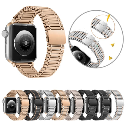 Chain Magnetic Stainless Steel Watch Band For Apple Watch Series 8&7 41mm / SE 2&6&SE&5&4 40mm / 3&2&1 38mm(Black+Rose Gold) by buy2fix