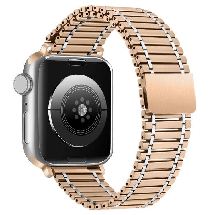 Chain Magnetic Stainless Steel Watch Band For Apple Watch Ultra 49mm / Series 8&7 45mm / SE 2&6&SE&5&4 44mm / 3&2&1 42mm(Rose Gold+Silver) - Watch Bands by buy2fix | Online Shopping UK | buy2fix