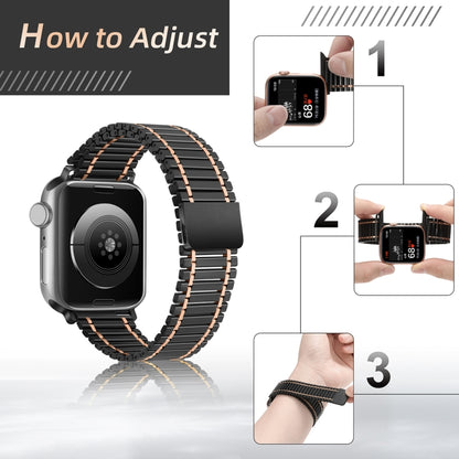 Chain Magnetic Stainless Steel Watch Band For Apple Watch Ultra 49mm / Series 8&7 45mm / SE 2&6&SE&5&4 44mm / 3&2&1 42mm(Rose Gold+Silver) - Watch Bands by buy2fix | Online Shopping UK | buy2fix