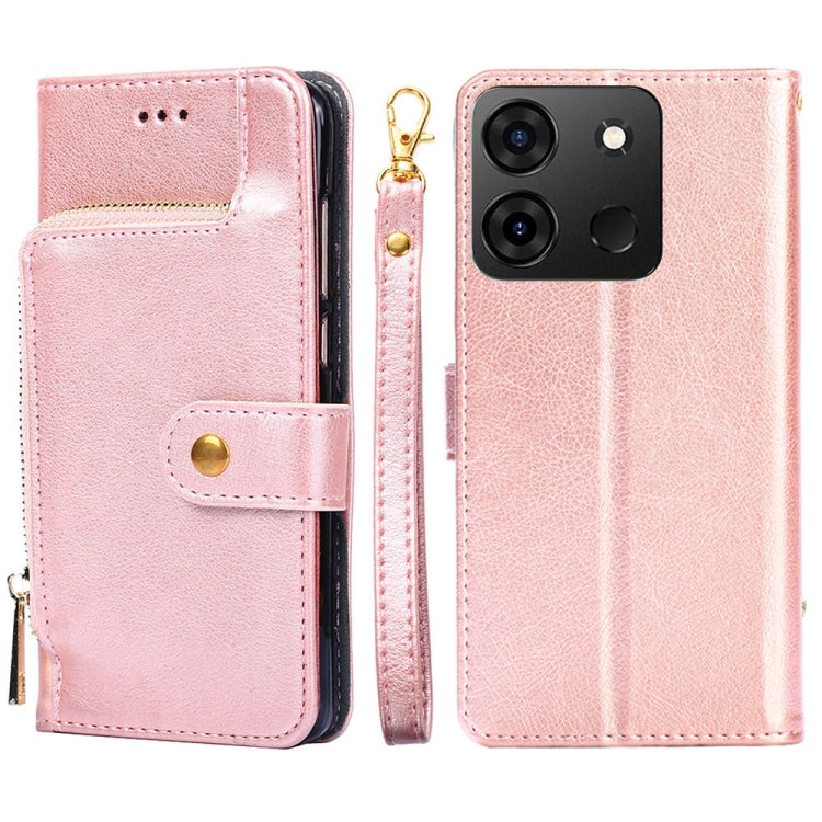 For Infinix Smart 7 Zipper Bag Leather Phone Case(Rose Gold) - Infinix Cases by buy2fix | Online Shopping UK | buy2fix