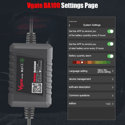 Vgate BA100 Car 12V Bluetooth 4.0 Battery Assistant Analyzer Tester - Electronic Test by Vgate | Online Shopping UK | buy2fix