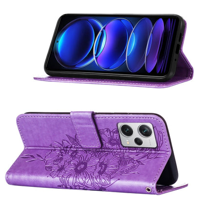 For Xiaomi Redmi Note 12 Pro+ 5G / Note 12 Explorer Embossed Butterfly Leather Phone Case(Light Purple) by buy2fix