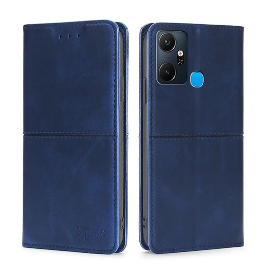 For Infinix Smart 6 Plus Cow Texture Magnetic Horizontal Flip Leather Phone Case(Blue) - Infinix Cases by buy2fix | Online Shopping UK | buy2fix