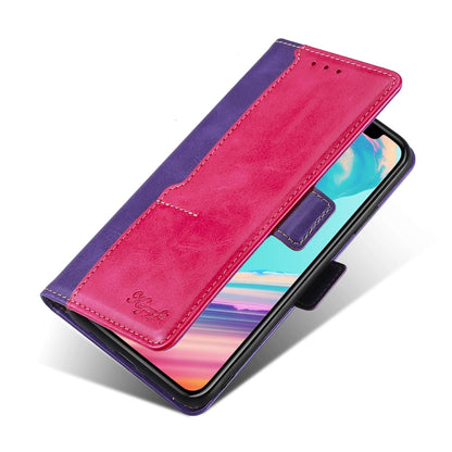 For Infinix Smart 6 Plus Contrast Color Side Buckle Leather Phone Case(Purple + Rose Red) - Infinix Cases by buy2fix | Online Shopping UK | buy2fix