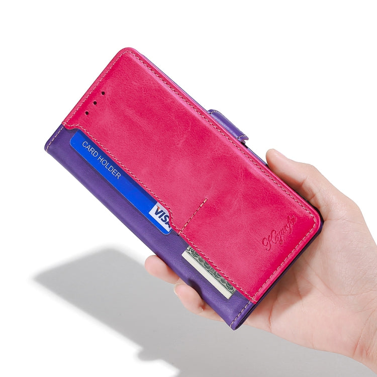 For Infinix Smart 6 Plus Contrast Color Side Buckle Leather Phone Case(Purple + Rose Red) - Infinix Cases by buy2fix | Online Shopping UK | buy2fix