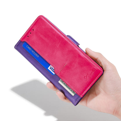 For Infinix Smart 6 Plus Contrast Color Side Buckle Leather Phone Case(Purple + Rose Red) - Infinix Cases by buy2fix | Online Shopping UK | buy2fix