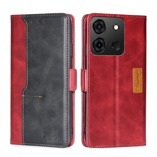 For Infinix Smart 7 Contrast Color Side Buckle Leather Phone Case(Red + Black) - Infinix Cases by buy2fix | Online Shopping UK | buy2fix