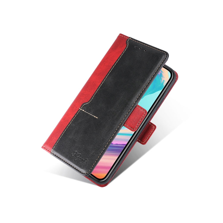 For Infinix Smart 7 Contrast Color Side Buckle Leather Phone Case(Red + Black) - Infinix Cases by buy2fix | Online Shopping UK | buy2fix