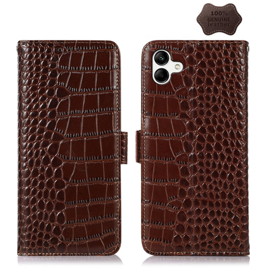 For Samsung Galaxy F14 5G Crocodile Top Layer Cowhide Leather Phone Case(Brown) by buy2fix