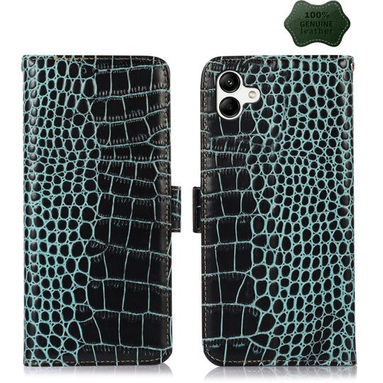 For Samsung Galaxy F14 5G Crocodile Top Layer Cowhide Leather Phone Case(Green)