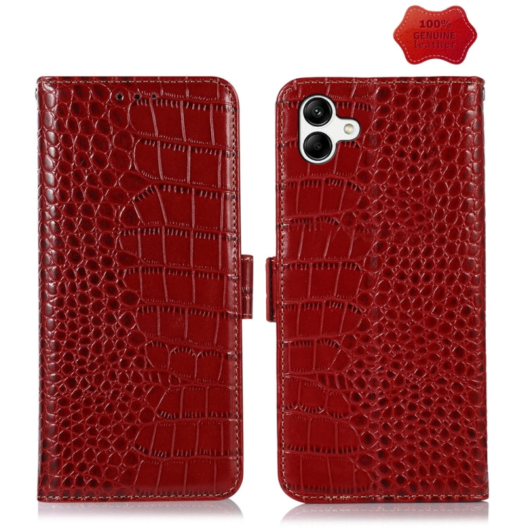 For Samsung Galaxy F14 5G Crocodile Top Layer Cowhide Leather Phone Case(Red) by buy2fix