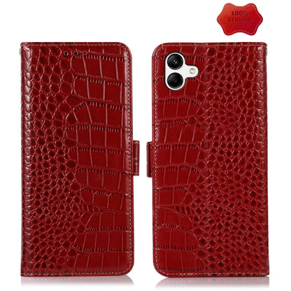 For Samsung Galaxy F14 5G Crocodile Top Layer Cowhide Leather Phone Case(Red) by buy2fix
