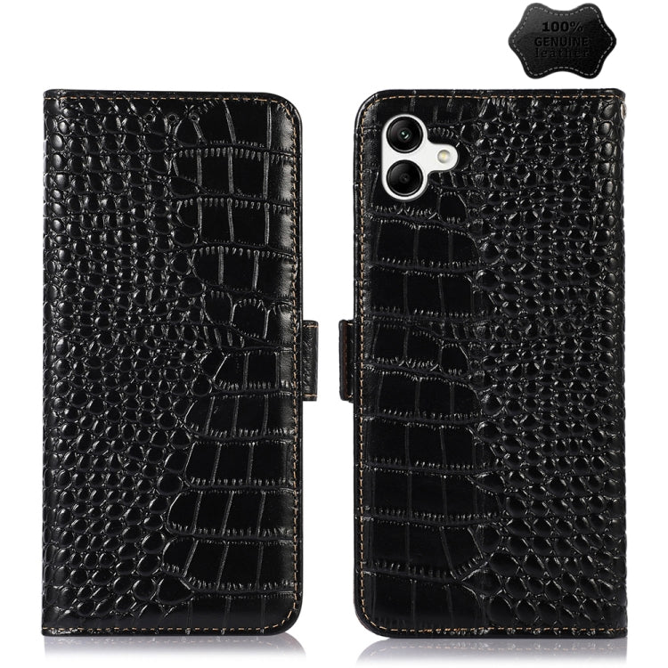 For Samsung Galaxy F14 5G Crocodile Top Layer Cowhide Leather Phone Case(Black) by buy2fix