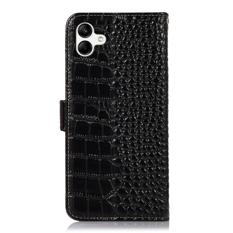 For Samsung Galaxy F14 5G Crocodile Top Layer Cowhide Leather Phone Case(Black) by buy2fix