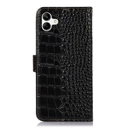 For Samsung Galaxy F14 5G Crocodile Top Layer Cowhide Leather Phone Case(Black) by buy2fix