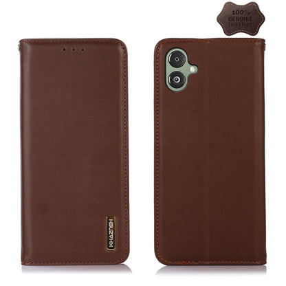 For Samsung Galaxy F14 5G KHAZNEH Nappa Top Layer Cowhide Leather Phone Case(Brown) by buy2fix