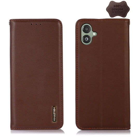 For Samsung Galaxy F14 5G KHAZNEH Nappa Top Layer Cowhide Leather Phone Case(Brown)