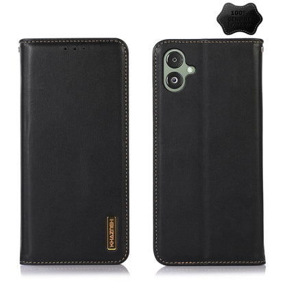 For Samsung Galaxy F14 5G KHAZNEH Nappa Top Layer Cowhide Leather Phone Case(Black) by buy2fix