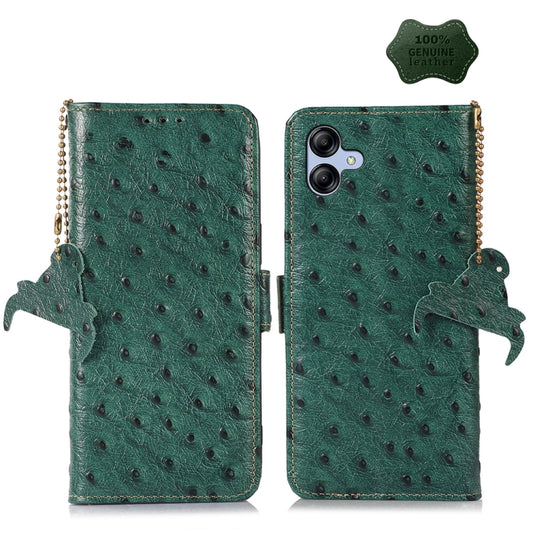 For Samsung Galaxy F14 5G Ostrich Pattern Genuine Leather RFID Phone Case(Green) by buy2fix