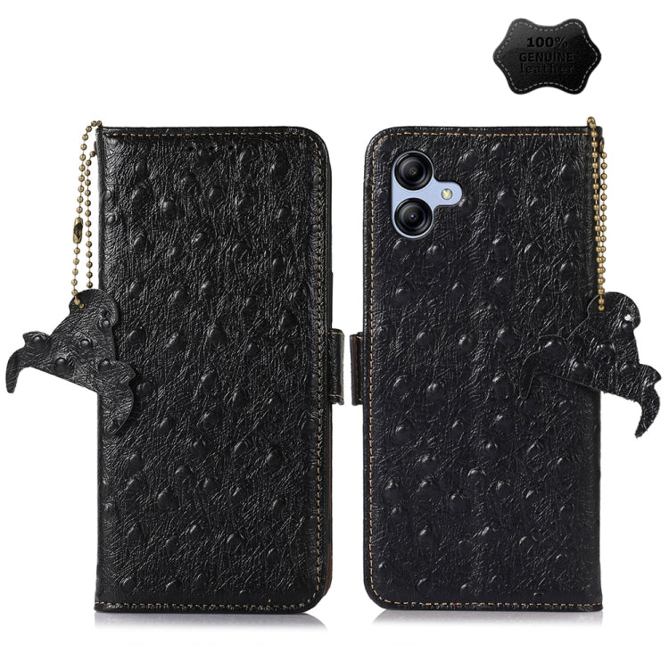 For Samsung Galaxy F14 5G Ostrich Pattern Genuine Leather RFID Phone Case(Black) by buy2fix