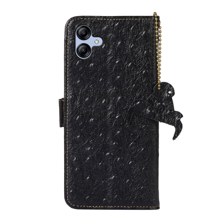 For Samsung Galaxy F14 5G Ostrich Pattern Genuine Leather RFID Phone Case(Black) by buy2fix