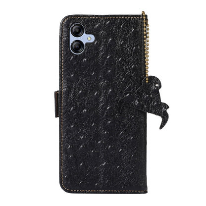 For Samsung Galaxy F14 5G Ostrich Pattern Genuine Leather RFID Phone Case(Black) by buy2fix