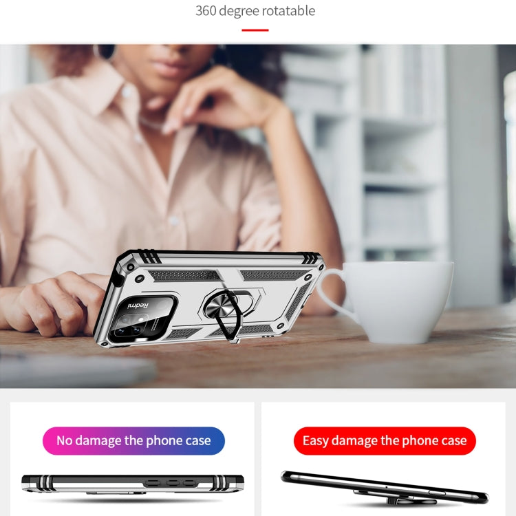 For Xiaomi Redmi 12C / 11A Shockproof TPU + PC Phone Case with Holder(Silver) by buy2fix