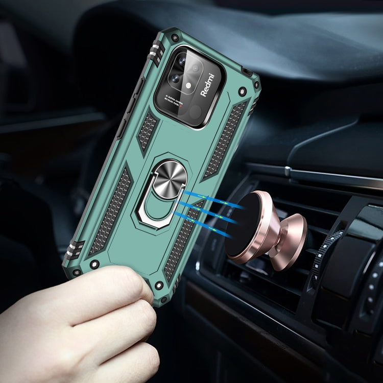 For Xiaomi Redmi 12C / 11A Shockproof TPU + PC Phone Case with Holder(Dark Green) by buy2fix