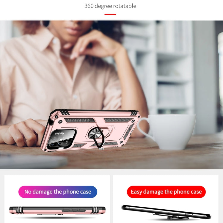 For Xiaomi Redmi 12C / 11A Shockproof TPU + PC Phone Case with Holder(Rose Gold) by buy2fix