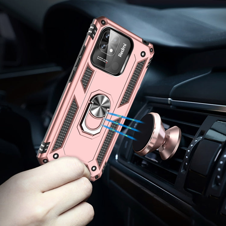 For Xiaomi Redmi 12C / 11A Shockproof TPU + PC Phone Case with Holder(Rose Gold) by buy2fix
