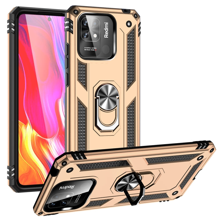 For Xiaomi Redmi 12C / 11A Shockproof TPU + PC Phone Case with Holder(Gold) - Xiaomi Cases by buy2fix | Online Shopping UK | buy2fix