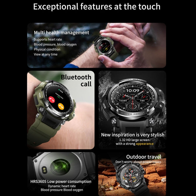 LC16 1.32 inch IP68 Waterproof Sports Outdoor Sport Smart Watch, Support Bluetooth Calling / Heart Rate Monitoring(Green) by buy2fix