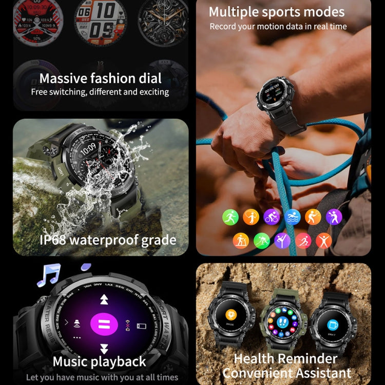 LC16 1.32 inch IP68 Waterproof Sports Outdoor Sport Smart Watch, Support Bluetooth Calling / Heart Rate Monitoring(Black) by buy2fix