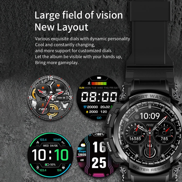 LC16 1.32 inch IP68 Waterproof Sports Outdoor Sport Smart Watch, Support Bluetooth Calling / Heart Rate Monitoring(Black) by buy2fix