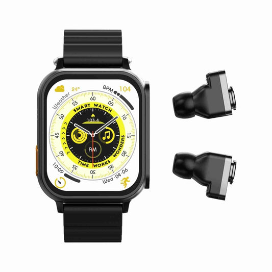 N22 2 in 1 1.96 inch HD Display Sport Bluetooth Call Earphone Smart Watch(Black) by buy2fix