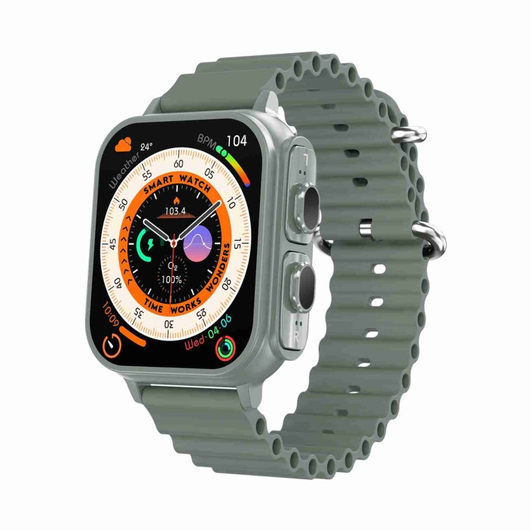 N22 2 in 1 1.96 inch HD Display Sport Bluetooth Call Earphone Smart Watch(Green) by buy2fix