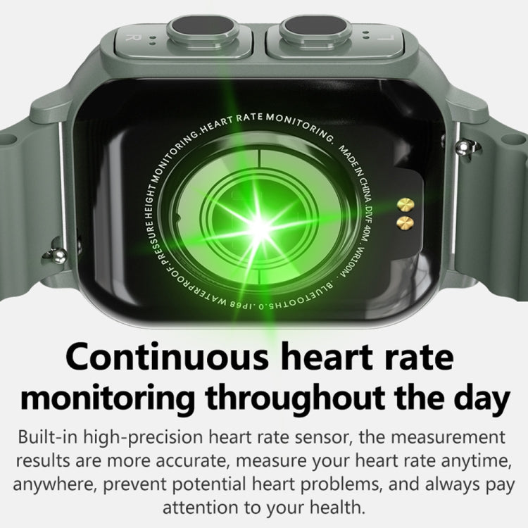 N22 2 in 1 1.96 inch HD Display Sport Bluetooth Call Earphone Smart Watch(Green) by buy2fix