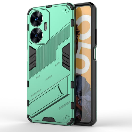 For Realme C55 Punk Armor 2 in 1 PC + TPU Shockproof Phone Case with Invisible Holder(Green) - Realme Cases by buy2fix | Online Shopping UK | buy2fix