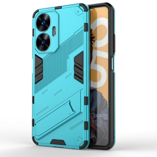 For Realme C55 Punk Armor 2 in 1 PC + TPU Shockproof Phone Case with Invisible Holder(Blue) - Realme Cases by buy2fix | Online Shopping UK | buy2fix