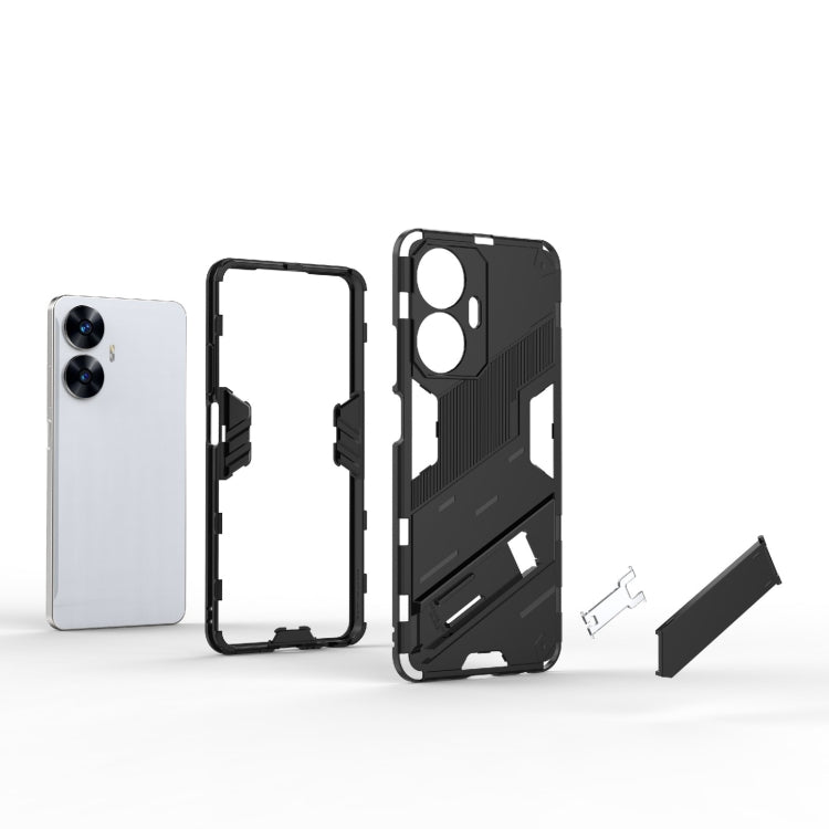 For Realme C55 Punk Armor 2 in 1 PC + TPU Shockproof Phone Case with Invisible Holder(Blue) - Realme Cases by buy2fix | Online Shopping UK | buy2fix