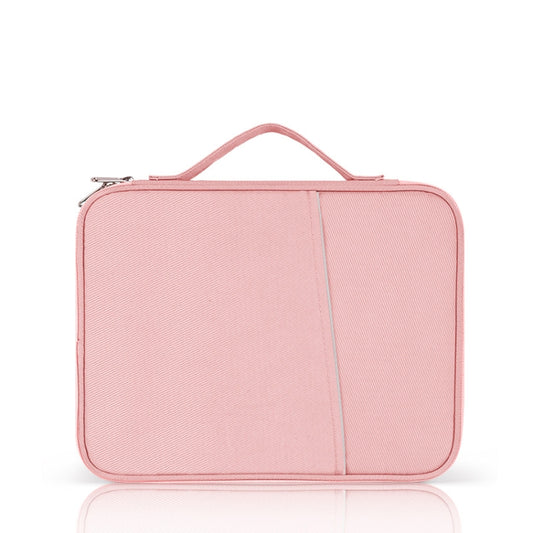 For 12.9-13 inch Laptop Portable Cloth Texture Leather Bag(Pink) by buy2fix