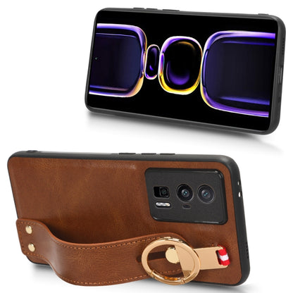 For Xiaomi Redmi K60 / K60 Pro Wristband Leather Back Phone Case(Brown) by buy2fix