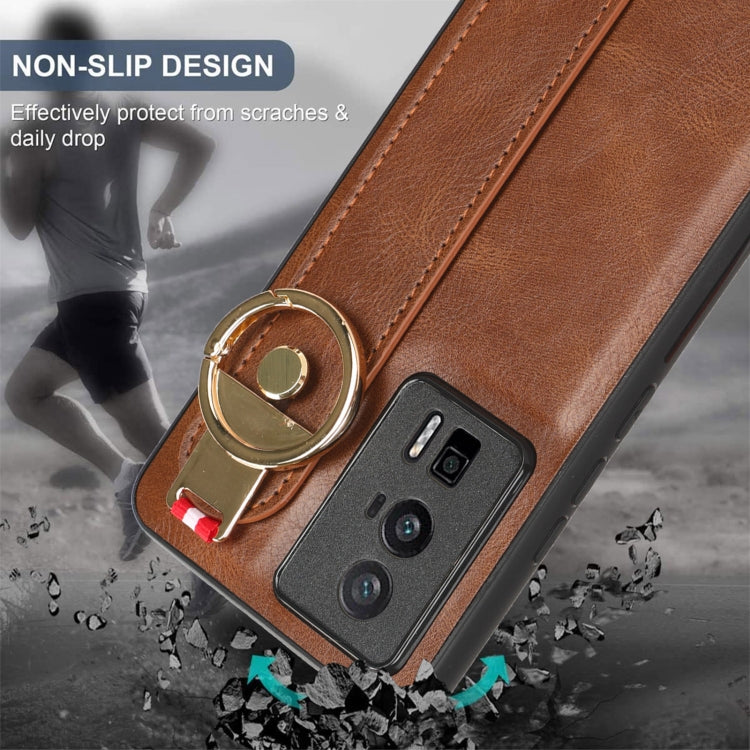 For Xiaomi Redmi K60 / K60 Pro Wristband Leather Back Phone Case(Brown) by buy2fix