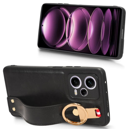 For Redmi Note 12 Pro 5G Global Wristband Leather Back Phone Case(Black) by buy2fix